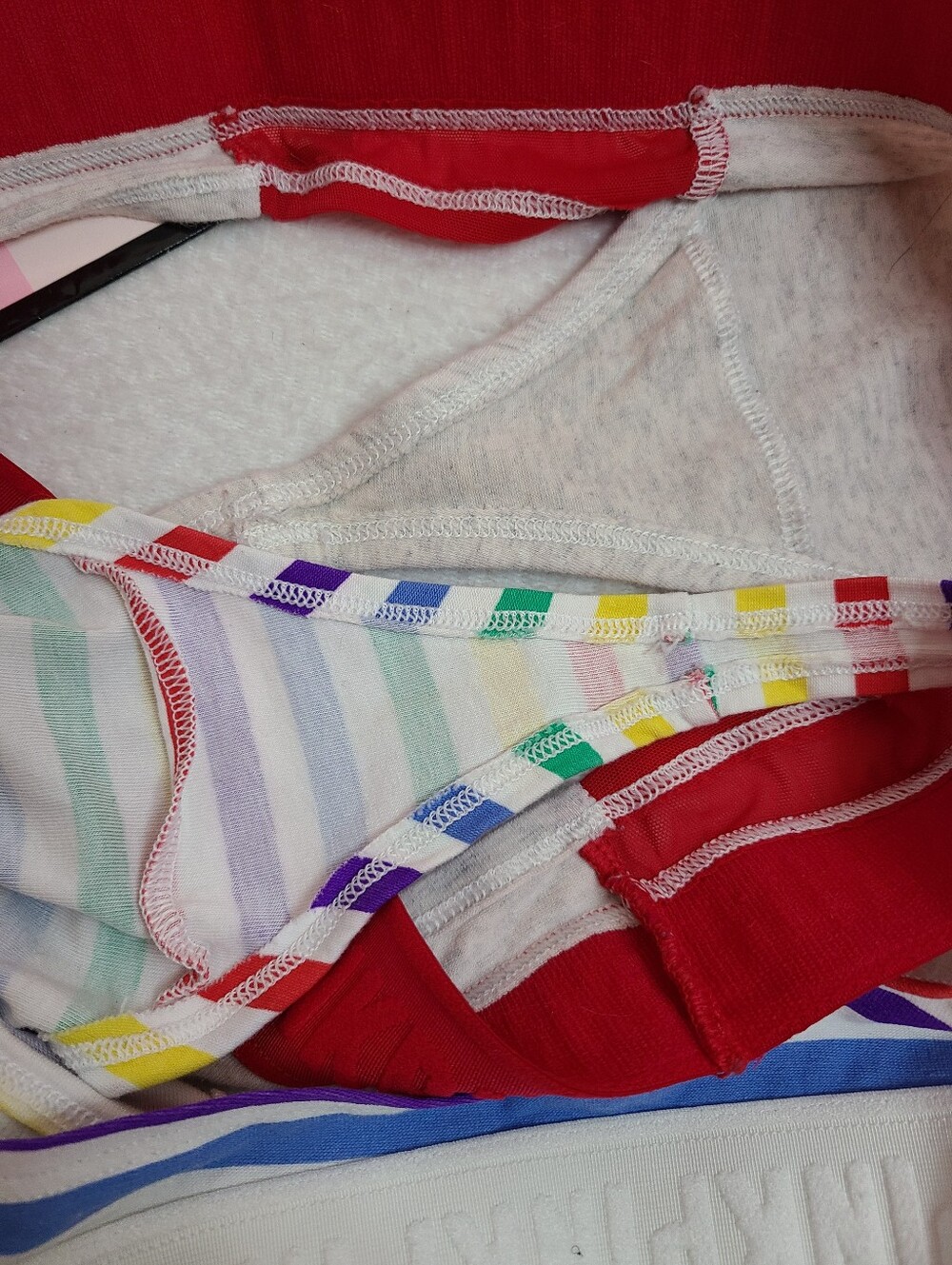 Retired VS PINK 2pk Colorful Logo Band Cotton Thong Panties Size Lg - Picture 4 of 6